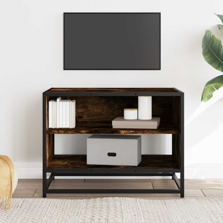vidaXL Tv-meubel 61x40x46 cm bewerkt hout metaal gerookt eikenkleurig afbeelding3 - 1