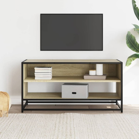vidaXL Tv-meubel 91x40x46 cm bewerkt hout metaal sonoma eikenkleurig afbeelding3 - 1