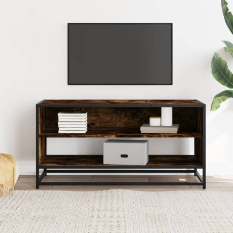 vidaXL Tv-meubel 91x40x46 cm bewerkt hout metaal gerookt eikenkleurig afbeelding3 - 1