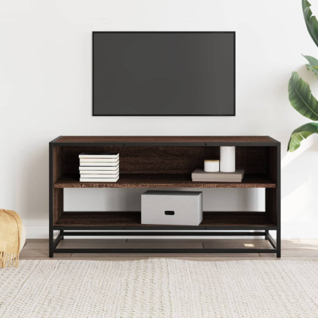 vidaXL Tv-meubel 91x40x46 cm bewerkt hout metaal bruin eikenkleur afbeelding3 - 1