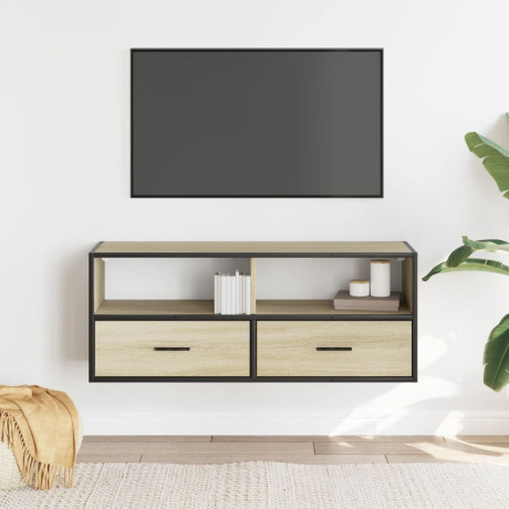 vidaXL Tv-meubel 100x31x39,5cm bewerkt hout metaal sonoma eikenkleurig afbeelding3 - 1