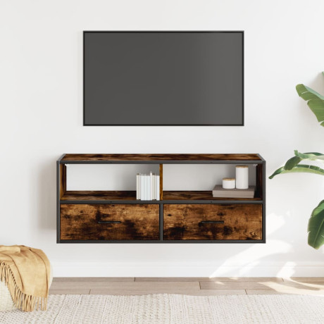 vidaXL Tv-meubel 100x31x39,5 cm bewerkt hout metaal gerookt eikenkleur afbeelding3 - 1