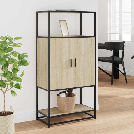 vidaXL Hoge kast 68x35x139 cm bewerkt hout en metaal sonoma eikenkleur afbeelding3 - 1