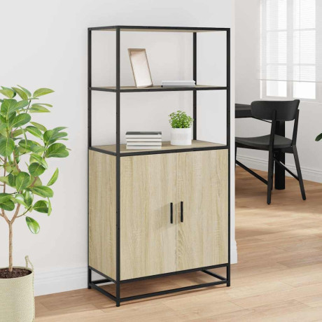 vidaXL Hoge kast 68x35x139 cm bewerkt hout en metaal zwart afbeelding3 - 1