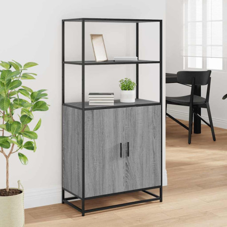 vidaXL Hoge kast 68x35x139cm bewerkt hout en metaal grijs sonoma eiken afbeelding3 - 1