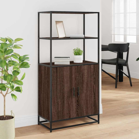 vidaXL Hoge kast 68x35x139 cm bewerkt hout en metaal bruin eikenkleur afbeelding3 - 1