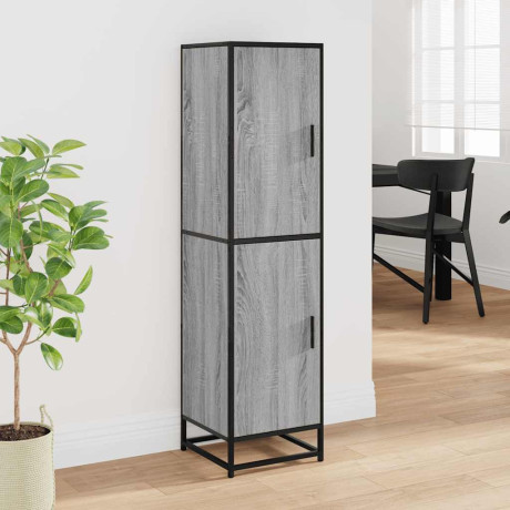vidaXL Hoge kast 35,5x35x139 cm bewerkt hout en metaal grijs sonoma afbeelding3 - 1