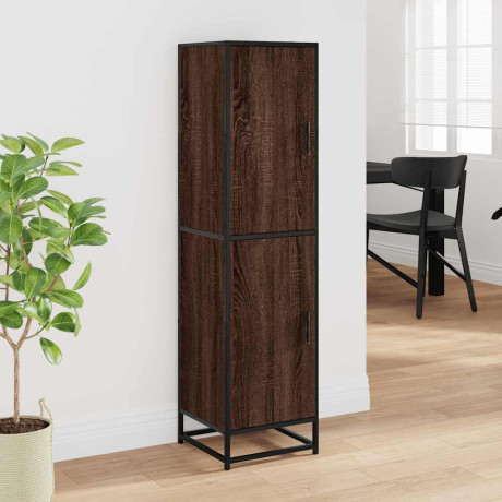 vidaXL Hoge kast 35,5x35x139 cm bewerkt hout en metaal bruin eiken afbeelding3 - 1