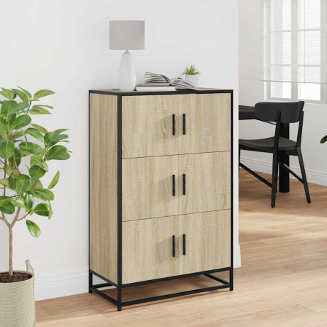 vidaXL Hoge kast 68x35x106,5 cm bewerkt hout en metaal sonoma eiken afbeelding3 - 1