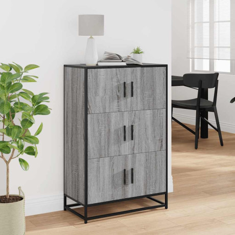 vidaXL Hoge kast 68x35x106,5 cm bewerkt hout en metaal grijs sonoma afbeelding3 - 1