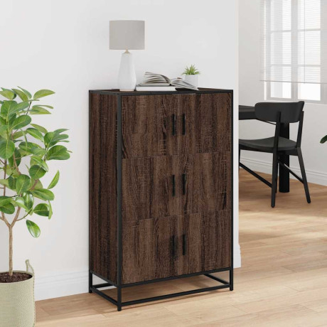 vidaXL Hoge kast 68x35x106,5cm bewerkt hout en metaal bruin eikenkleur afbeelding3 - 1