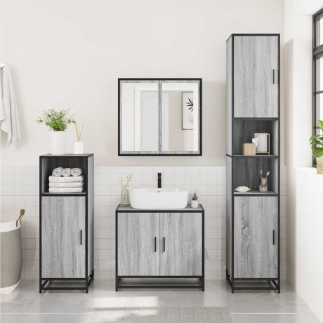 vidaXL Wastafelkast 65x33x60 cm bewerkt hout grijs sonoma eikenkleurig afbeelding3 - 1