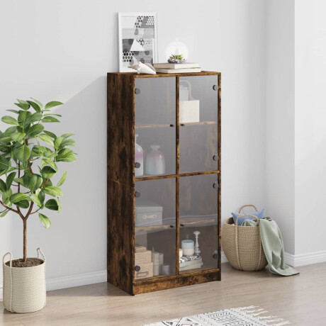 vidaXL Hoge kast met deuren 68x37x142 cm bewerkt hout gerookt eiken afbeelding3 - 1