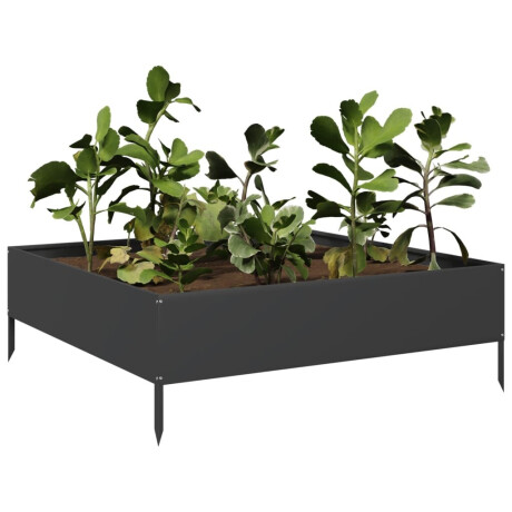 vidaXL Plantenbak verhoogd 100x100x33,5 cm staal zwart afbeelding3 - 1