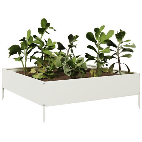 vidaXL Plantenbak verhoogd 100x100x33,5 cm staal wit afbeelding3 - 1
