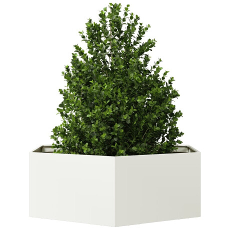 vidaXL Plantenbak zeshoek 138x120x45 cm staal wit afbeelding3 - 1