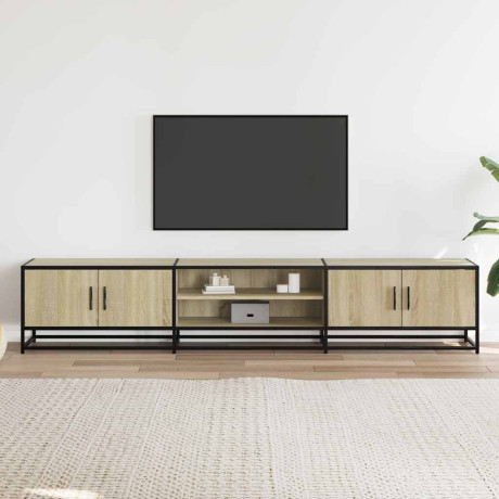 vidaXL Tv-meubel 210x35x41 cm bewerkt hout sonoma eikenkleurig afbeelding3 - 1