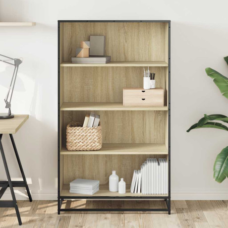 vidaXL Boekenkast 80,5x35x139 cm bewerkt hout sonoma eikenkleurig afbeelding3 - 1