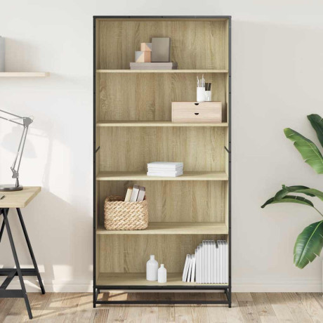 vidaXL Boekenkast 80,5x35x170,5 cm bewerkt hout sonoma eikenkleurig afbeelding3 - 1