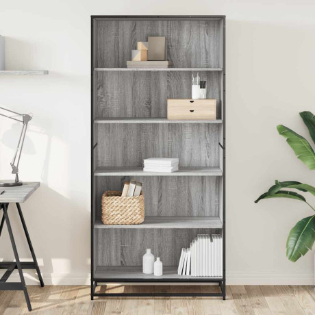 vidaXL Boekenkast 80,5x35x170,5 cm bewerkt hout grijs sonoma eiken afbeelding3 - 1