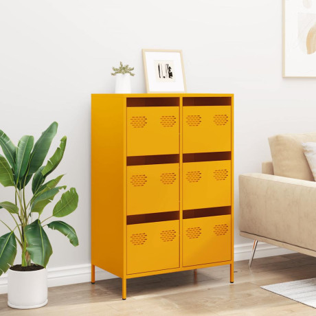 vidaXL Hoge kast 68x39x101,5 cm staal mosterdgeel afbeelding3 - 1
