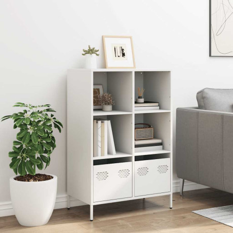 vidaXL Hoge kast 68x39x103,5 cm staal wit afbeelding3 - 1