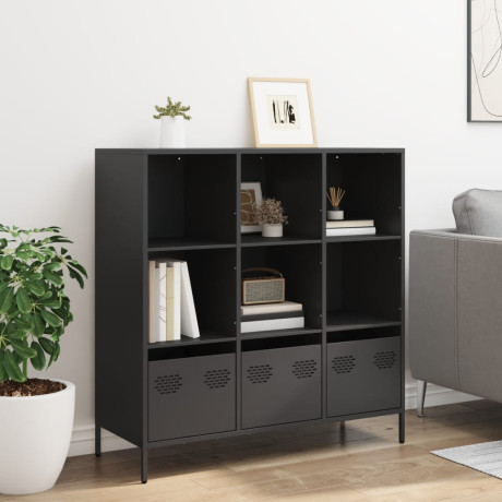 vidaXL Hoge kast 101,5x39x103,5 cm staal zwart afbeelding3 - 1