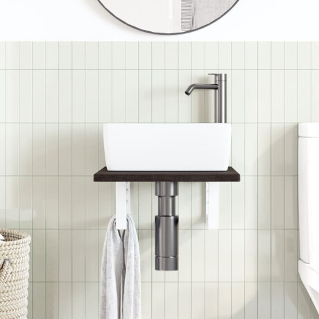 vidaXL Badkamer wandschap staal en massief eikenhout afbeelding3 - 1