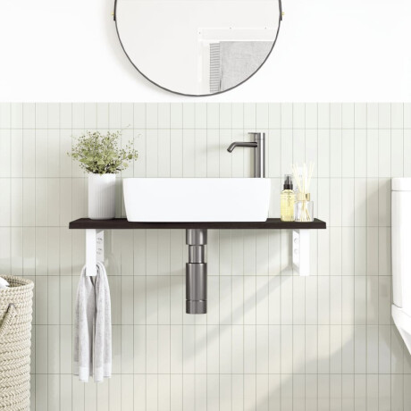 vidaXL Badkamer wandschap staal en massief eikenhout afbeelding3 - 1