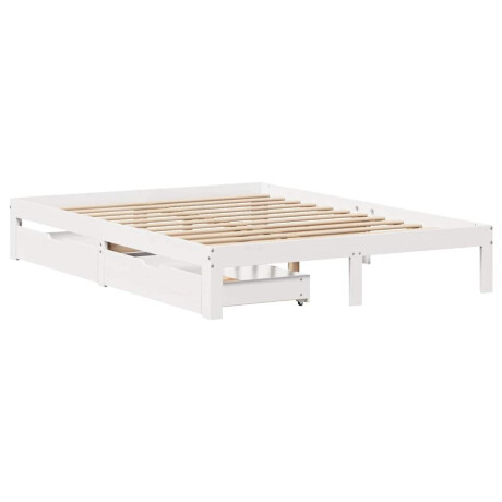 vidaXL Bedframe met lades massief grenenhout wit 140x190 cm afbeelding3 - 1