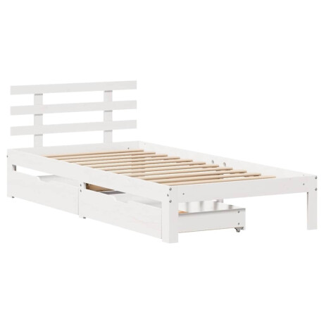 vidaXL Bedframe met lades massief grenenhout wit 75x190 cm afbeelding3 - 1
