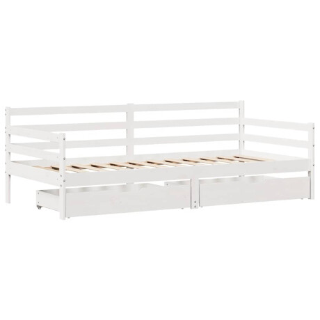 vidaXL Slaapbank met lades 90x190 cm massief grenenhout wit afbeelding3 - 1