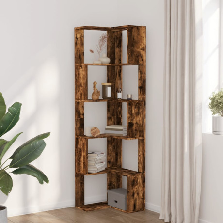 vidaXL Boekenkast 5-laags hoek 50x50x179 cm bewerkt hout gerookt eiken afbeelding3 - 1