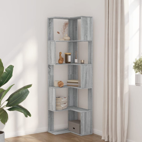 vidaXL Boekenkast 5-laags hoek 50x50x179 cm bewerkt hout grijs sonoma afbeelding3 - 1