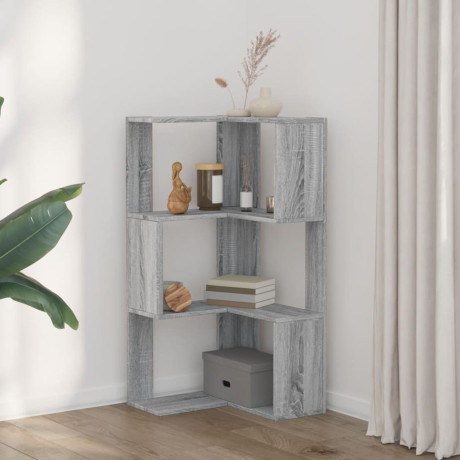 vidaXL Boekenkast 3-laags hoek 50x50x102 cm bewerkt hout grijs sonoma afbeelding3 - 1