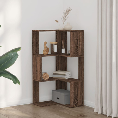 vidaXL Boekenkast 3-laags hoek 50x50x102 cm bewerkt hout bruin eiken afbeelding3 - 1