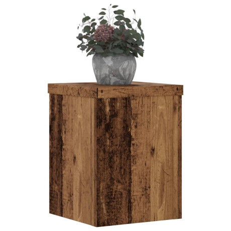 vidaXL Plantenstandaards 2 st 15x15x20 cm bewerkt hout oud houtkleurig afbeelding3 - 1