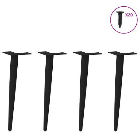 vidaXL Salontafelpoten conische vorm 4 st 30-31 cm staal zwart afbeelding3 - 1