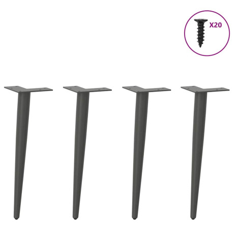 vidaXL Salontafelpoten conische vorm 4 st 30-31 cm staal antraciet afbeelding3 - 1