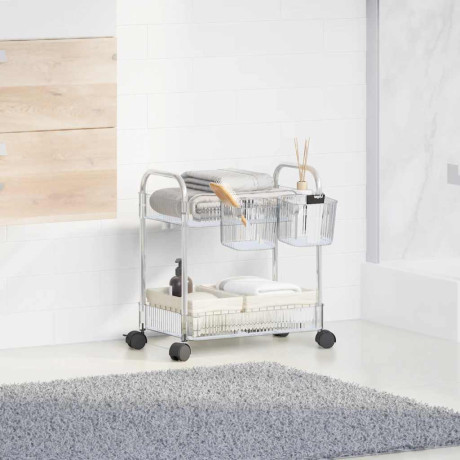 vidaXL Opbergtrolley 2-laags 37x27,5x43,5 cm acryl transparant afbeelding3 - 1