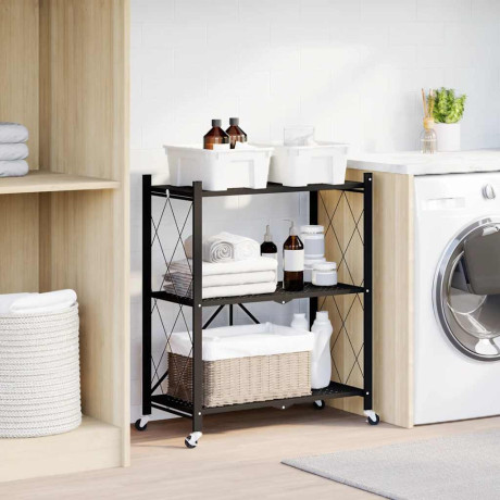 vidaXL Opbergrek op wielen 71x34x88 cm staal zwart afbeelding3 - 1