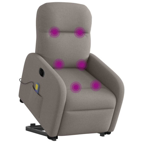 vidaXL Sta-op-massagestoel elektrisch verstelbaar stof taupe afbeelding3 - 1