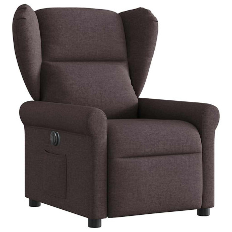 vidaXL Fauteuil verstelbaar elektrisch stof donkerbruin afbeelding3 - 1
