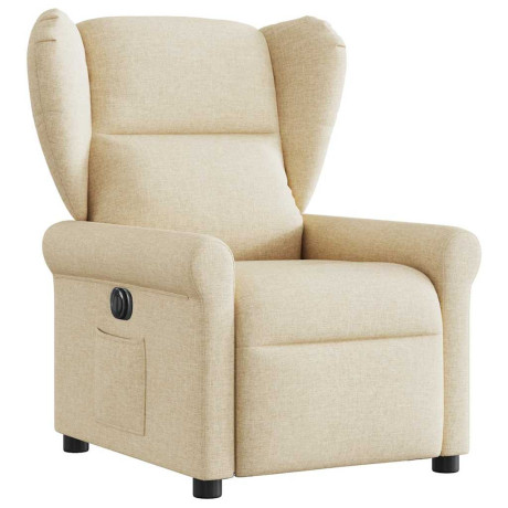 vidaXL Fauteuil verstelbaar elektrisch stof crèmekleurig afbeelding3 - 1