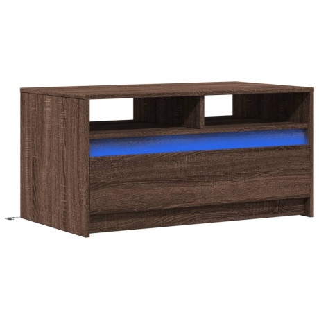 vidaXL Salontafel met LED-verlichting bewerkt hout bruin eikenkleur afbeelding3 - 1