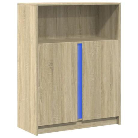 vidaXL Dressoir met LED 77x34x100 cm bewerkt hout sonoma eikenkleurig afbeelding3 - 1