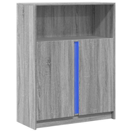 vidaXL Dressoir met LED 77x34x100 cm bewerkt hout grijs sonoma eiken afbeelding3 - 1