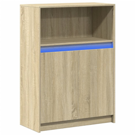 vidaXL Dressoir met LED 72x34x100 cm bewerkt hout sonoma eikenkleurig afbeelding3 - 1