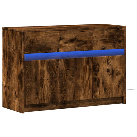 vidaXL Tv-meubel met LED 91x34x61 cm bewerkt hout gerookt eikenkleur afbeelding3 - 1