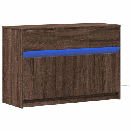 vidaXL Tv-meubel met LED 91x34x61 cm bewerkt hout bruin eikenkleurig afbeelding3 - 1